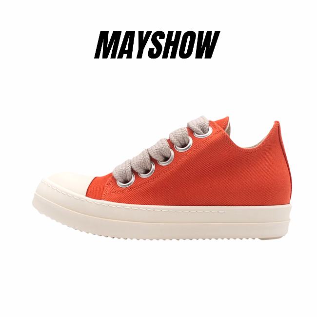 Rick Owens DRKSHDW Fogachine Mega Lace Orange Canvas Low Top - DU01B7802DMW1 5311 - 1