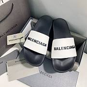 Balenciaga Pool Slides Logo White Black - 565826W1S879010 - 3