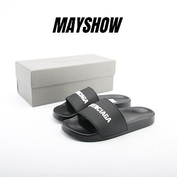 Balenciaga Pool Slide Black White - 565826 W1S80 1006