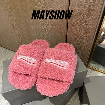 	 Balenciaga Furry Slide Pink