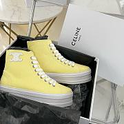 Celine Jane Mid Lace-up Sneaker In Yellow - 3