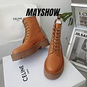 Celine Bulky Laced Up Boot In Shiny Bull Tan - 345553190C.04LU - 1