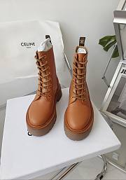 Celine Bulky Laced Up Boot In Shiny Bull Tan - 345553190C.04LU - 4