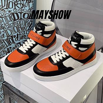 Celine CT-03 Trainer High Top With Scratch Sneakers Black Orange - 344513338C.38OO