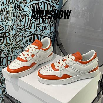 Celine Trainer Low Lace-up Sneaker Optic White Orange