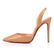 Christian Louboutin O Kate Sling 100 Nude Leather Pumps - 3221251PK1A - 4