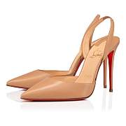 Christian Louboutin O Kate Sling 100 Nude Leather Pumps - 3221251PK1A - 3