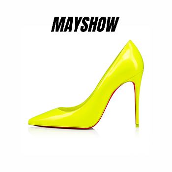 Christian Louboutin Kate 100 Yellow Patent Pumps - 1231101Y324