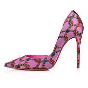 Christian Louboutin Iriza 100 Pink Crepe Satin Naja Chain Print Pumps - 1230115P754 - 2