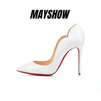 	 Christian Louboutin Hot Chick 100 White Patent Pumps - 1190911W222