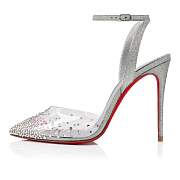 	 Christian Louboutin Spikaqueen 100 Silver PVC and Strass Pumps - 3220981S281 - 2