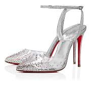 	 Christian Louboutin Spikaqueen 100 Silver PVC and Strass Pumps - 3220981S281 - 5