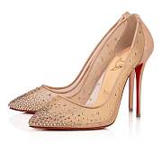 Christian Louboutin Follies Strass 100 Beige Fishnet and Strass Pumps - 3180466F065 - 3