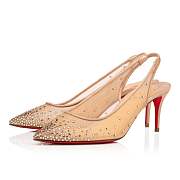 Christian Louboutin Follies Strass Sling 70 Beige Fishnet and Strass Pumps - 3210816F065 - 3