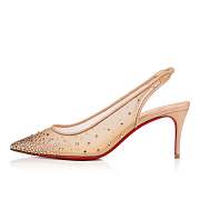 Christian Louboutin Follies Strass Sling 70 Beige Fishnet and Strass Pumps - 3210816F065 - 4