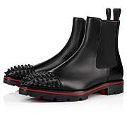 Christian Louboutin Melon Spikes Black Leather and Spikes Ankle Boots - 3181222B026 - 3