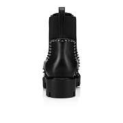 Christian Louboutin Out Lina Spike Lug Black Leather Low Boots - 3221092BK01 - 2