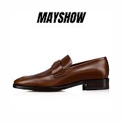 Christian Louboutin Varsimoc Brown Leather Loafers - 1230964BWI3 - 1