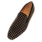 Christian Louboutin Dandelion Spikes Black Velvet and Spikes Loafers - 3160933B652 - 4