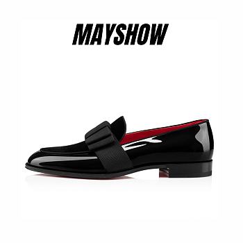 	 Christian Louboutin Styleeto Black Patent Lin Loubi Velet Loafers - 1230472J323