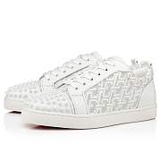 Christian Louboutin Louis Junior Spikes White Leather Techno CL and Spikes Low-top Sneakers - 1230209W011 - 5