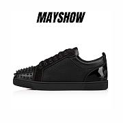 Christian Louboutin Fun Louis Junior Spikes Black Leather and Mesh Low-top Sneakers - 3220716B026 - 1