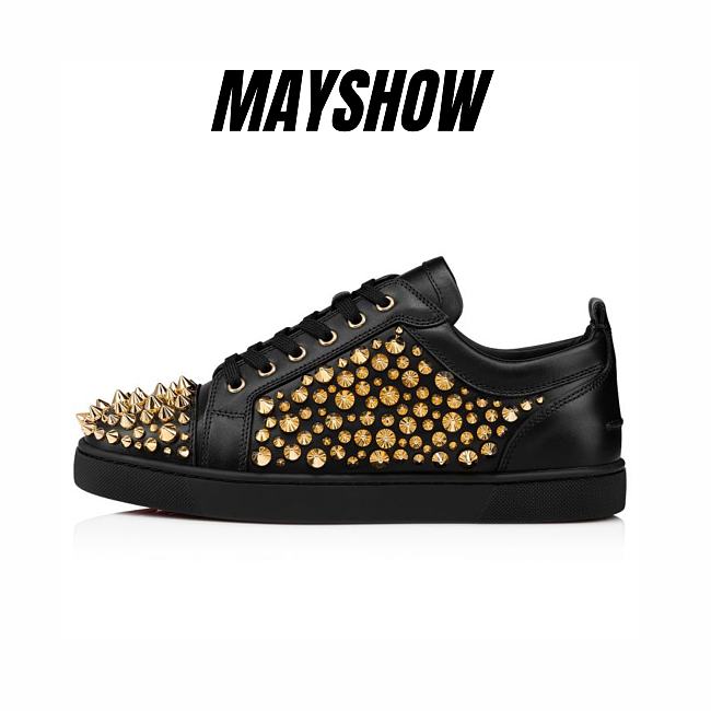 Christian Louboutin Louis Spikes Junior 2022 N Black Leather and Spikes Low-top Sneakers - 1230056B652 - 1