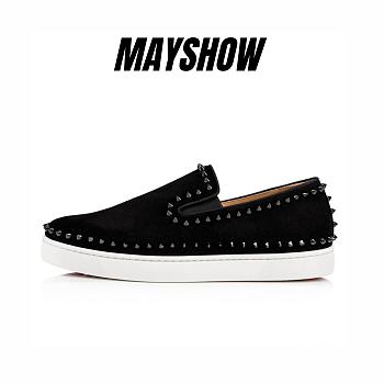 Christian Louboutin Pik Boat Black Suede and Spikes Sneakers - 1130280CM53