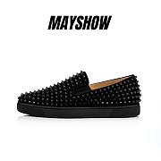 Christian Louboutin Roller-Boat Black Suede and Spikes Sneakers - 1120387B049 - 1