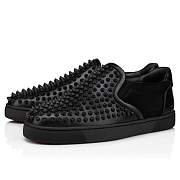 Christian Louboutin Fun Sailor Boat Spikes Black Leather Sneakers - 3220865B026 - 3