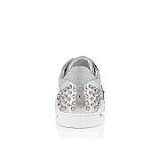 Christian Louboutin Vieira 2 Silver Glittered Leather and Spikes Sneakers - 3220460SV71 - 2