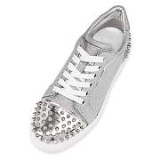 Christian Louboutin Vieira 2 Silver Glittered Leather and Spikes Sneakers - 3220460SV71 - 5