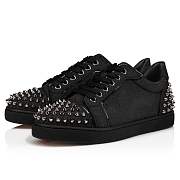 Christian Louboutin Vieira 2 Black Glittered Leather and Spikes Sneakers - 1230106B078 - 4