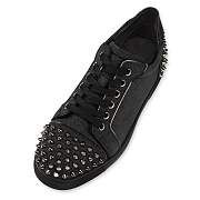 Christian Louboutin Vieira 2 Black Glittered Leather and Spikes Sneakers - 1230106B078 - 5