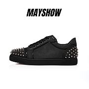 Christian Louboutin Vieira 2 Black Glittered Leather and Spikes Sneakers - 1230106B078 - 1