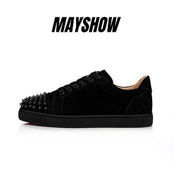 Christian Louboutin Vieira Spikes Black Suede and Spikes Sneakers - 3191433B049