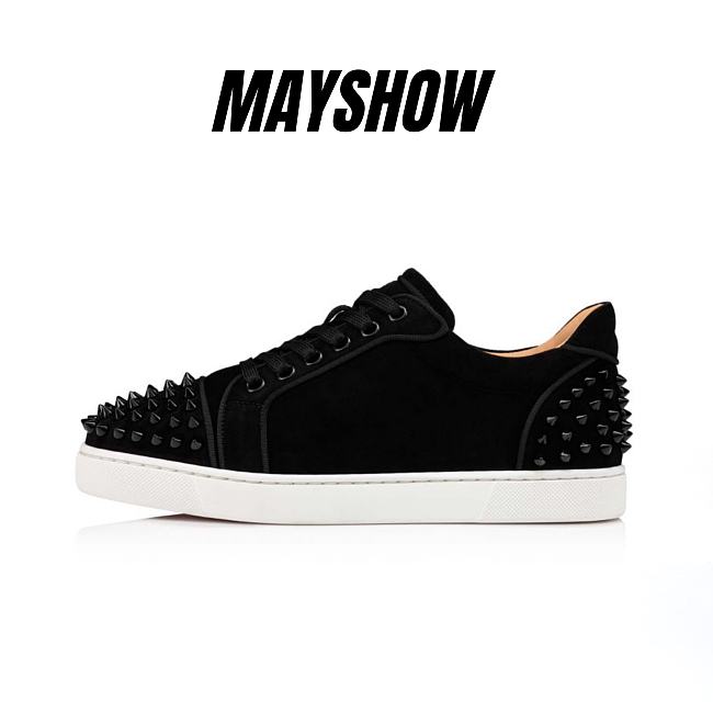 Christian Louboutin Vieira 2 Black Suede and Spikes Low-top Sneakers - 1210494CM53 - 1