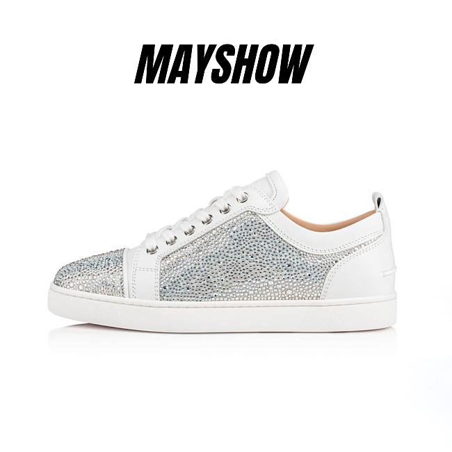 Christian Louboutin Louis Junior Strass Silver Suede and Srass Low-top Sneakers - 3190718W224 - 1