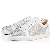 Christian Louboutin Louis Junior Strass Silver Suede and Srass Low-top Sneakers - 3190718W224 - 3