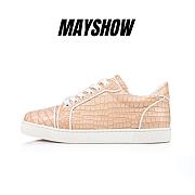 Christian Louboutin Vieira Beige Crocodile Embossed Leather Mini Crock Sneakers - 1230489W514 - 1