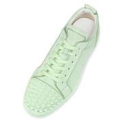 Christian Louboutin Louis Junior Spikes Studio Green Leather and Spikes Low-top Sneakers - 3220782E577 - 3