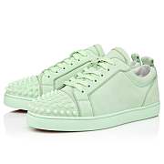 Christian Louboutin Louis Junior Spikes Studio Green Leather and Spikes Low-top Sneakers - 3220782E577 - 4