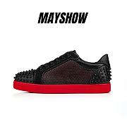 Christian Louboutin Seavaste 2 Black Leather Funky Mesh and Spikes Low-top Sneakers - 1230187H358 - 1