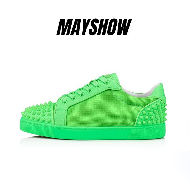 Christian Louboutin Seavaste 2 Fluo Green Leather Low-top Sneakers - 1230639E576 - 1