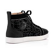 Christian Louboutin Lou Spikes Black Velvet High-top Sneakers - 3220584B002 - 3