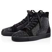 Christian Louboutin Louis Strass Black Suede and Strass High-top Sneakers - 3100592BK01 - 4