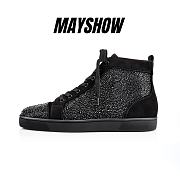 Christian Louboutin Louis Strass Black Suede and Strass High-top Sneakers - 3100592BK01 - 1