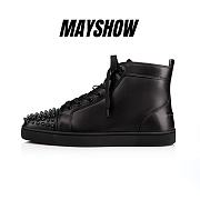 Christian Louboutin Lou Spikes Black Leather and Spikes High-top Sneakers - 1151061B049 - 1