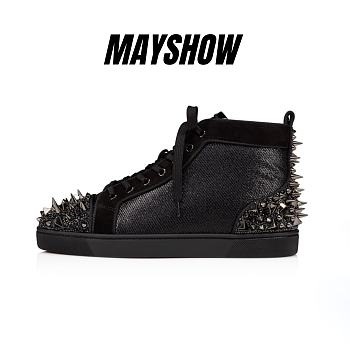 Christian Louboutin Lou Pik Pik 2 Strass Black Suede and Strass High-top Sneakers - 1230174CM47