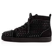 Christian Louboutin Lou Spikes Black Suede and Spikes High-top Sneakers - 3160092B049 - 3